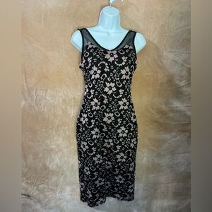 Elegant Black and‎ Pink Lace Dress -almost famous brand large